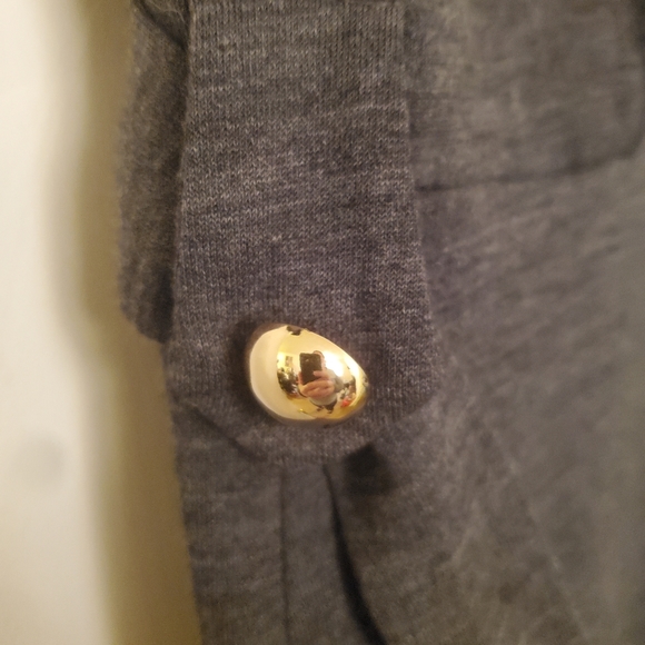 An Original Milly of New York Gray Wool Short Cap Sleeve Gold Button Dress. - Picture 6 of 15